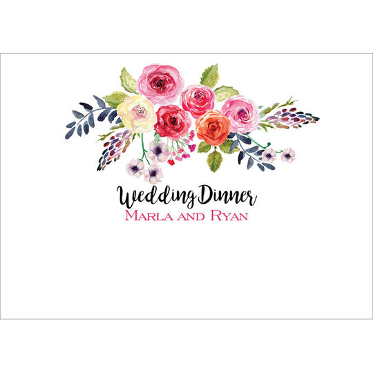 White Floral Bunch Flat Place Cards